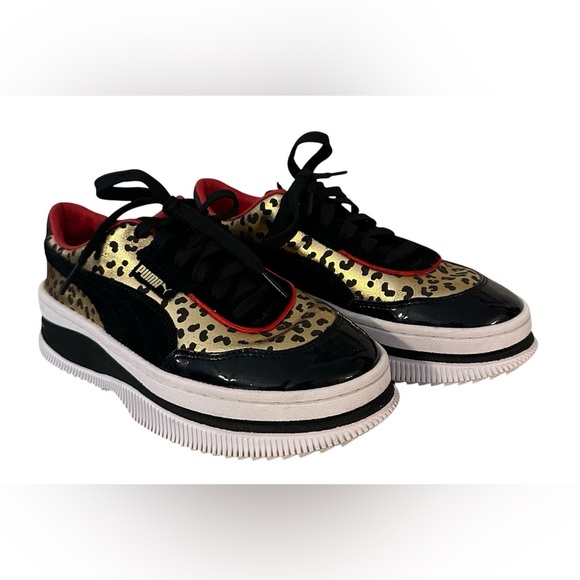 PUMA X CHARLOTTE OLYMPIA DEVA Women's Sneakers Size 6 Black Gold Leopard Print - Picture 3 of 10
